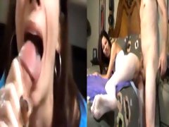 Wife anal facial split screen compilation