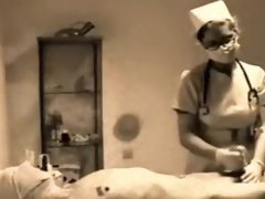Vintage masked nurse handjob