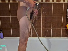 Quick late night shower before bed: HAIRY COCK, PEEING in the shower, PEEING in the bathroom 4K