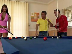 Pool game leads fine MILF to insane DP sex