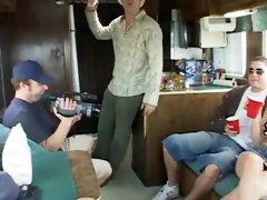 Three Horny Dudes Invited Redhead Chick To Drop Off At Her Door In Their Bang Van