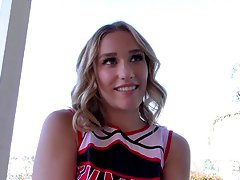 Small boobs cheerleader Daisy Lynne moans during hardcore fucking