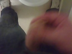 Wanking at my ex&amp;#039;s house,Spraying my cum all in her Bathroom