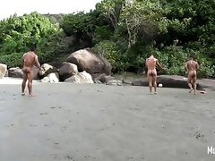 Naked Muscle Football On The Beach