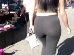 Thick ass Latina black leggins on street