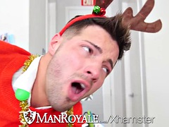 ManRoyale Christmas party in the office fucking with two hunks