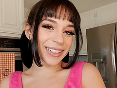 Aria Valencia moans while being fucked in doggy style position