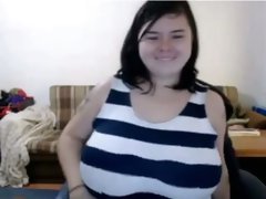 Webcam short haired all natural amateur brunette demonstrated her huge tits