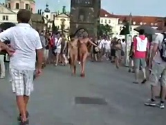 Nip clara activity in barcelona public ride totally naked