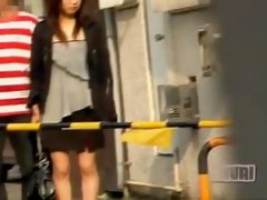 Lovely Asians exposed in public thanks to a briefcase