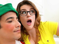 Curvy hottie Michele James masturbates and gets fucked for Christmas