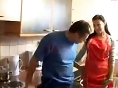 German Housegirl Has Sex In The Kitchen